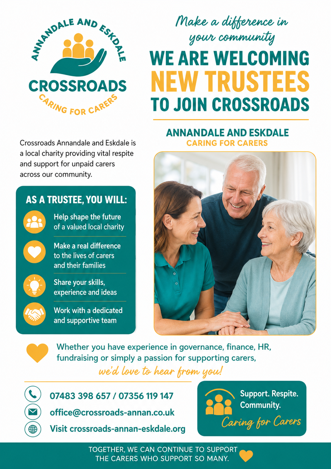 Crossroads Annandale & Eskdale - We are welcoming new trustees to join the board